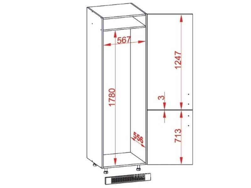 Cabinet for built-in fridge Quantum White mat D14/DL/60/207
