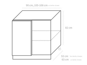 Apakšējais stūra skapītis Quantum D13 U