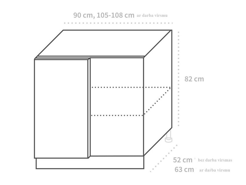 Apakšējais stūra skapītis Quantum D13 U