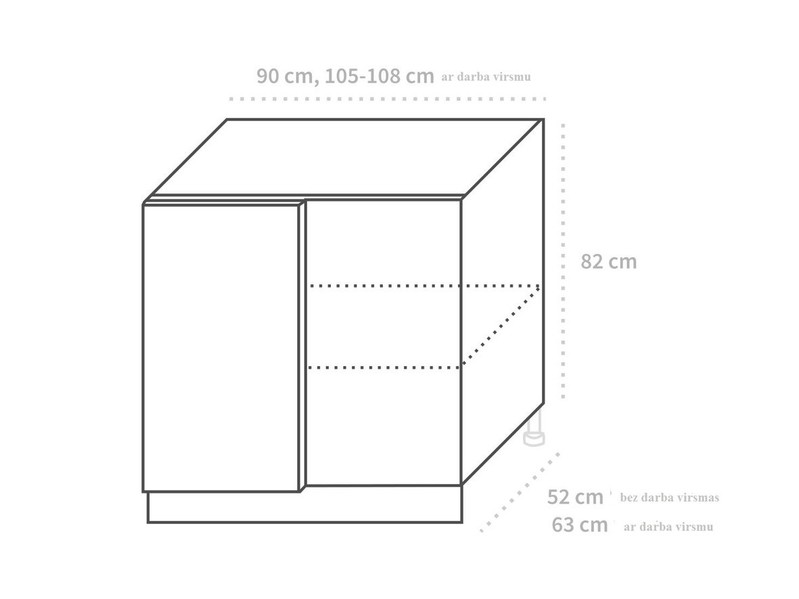 Apakšējais stūra skapītis Emporium Grey Stone D13 U