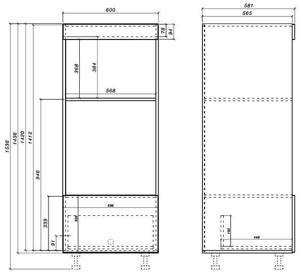 Virtuves skapītis Emporium Grey Stone D5AM/60/154