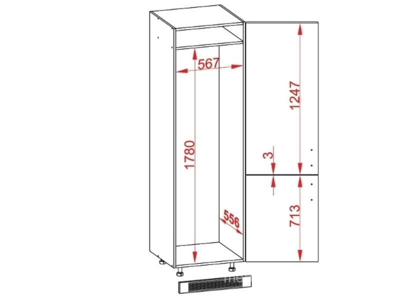 Cabinet for built-in fridge Silver Dab Kraft D14/DL/60/207