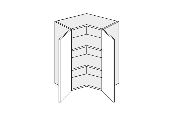 Augšējais stūra skapītis Platinium White W12/60
