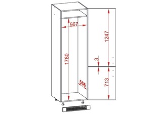 Cabinet for built-in fridge Florence D14/DL/60/207 P