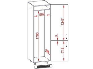 Cabinet for built-in fridge Tivoli D14/DL/60/207