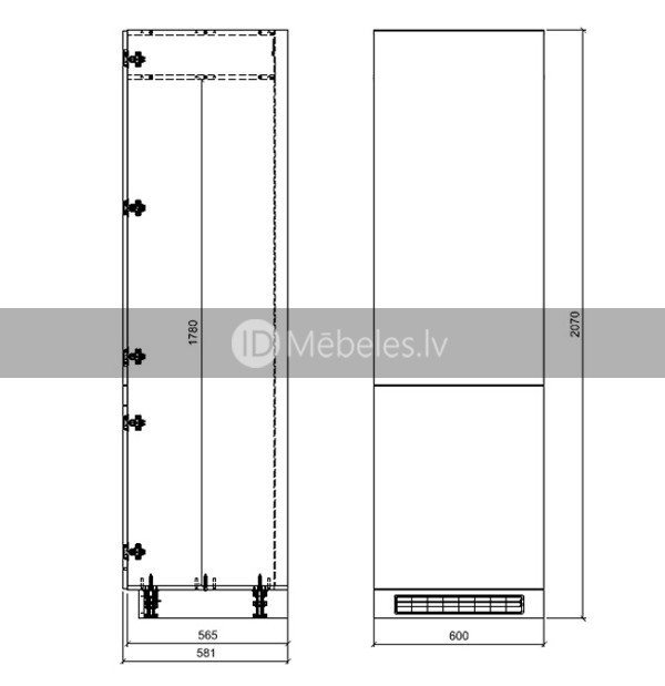 Cabinet for built-in fridge Brerra D14/DL/60/207