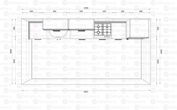 Virtuves komplekts Florence 390 cm