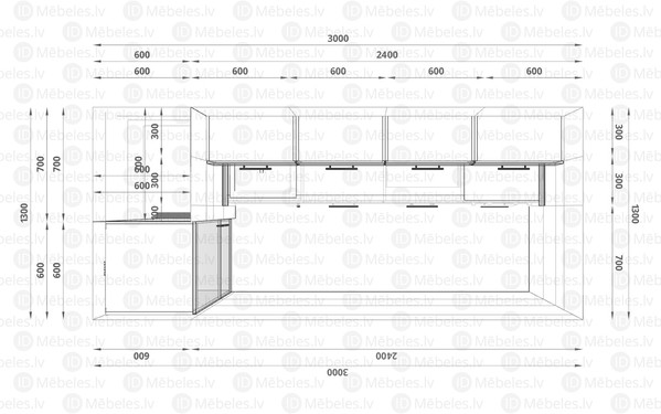 Virtuves komplekts Beige mat 240 cm /60 cm