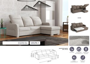 Extendable corner sofa bed Faro L/P