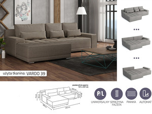 Extendable corner sofa bed Malmo MAX L/P