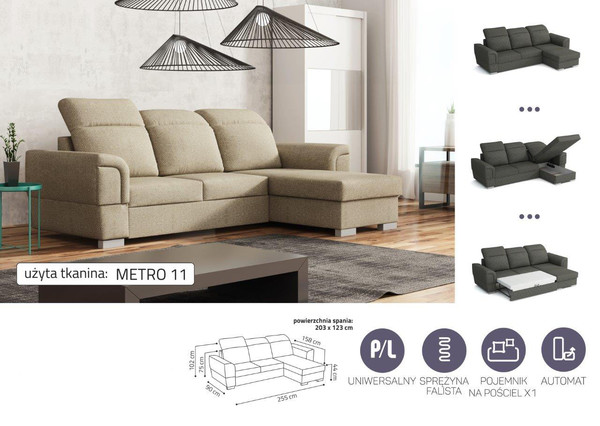 Extendable corner sofa bed Modus L/P