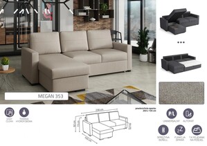Extendable corner sofa bed Grand P/L