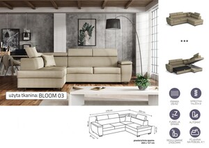 Extendable corner sofa bed Cabo LC2