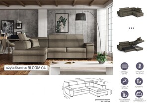 Extendable corner sofa bed Cabo LC2