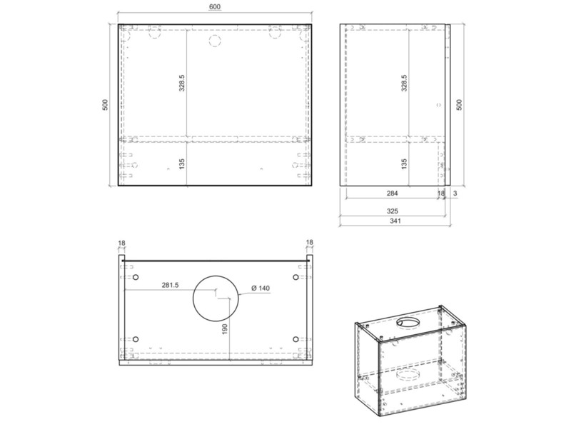 Wall cabinet for built in extractor Carrini W8/60