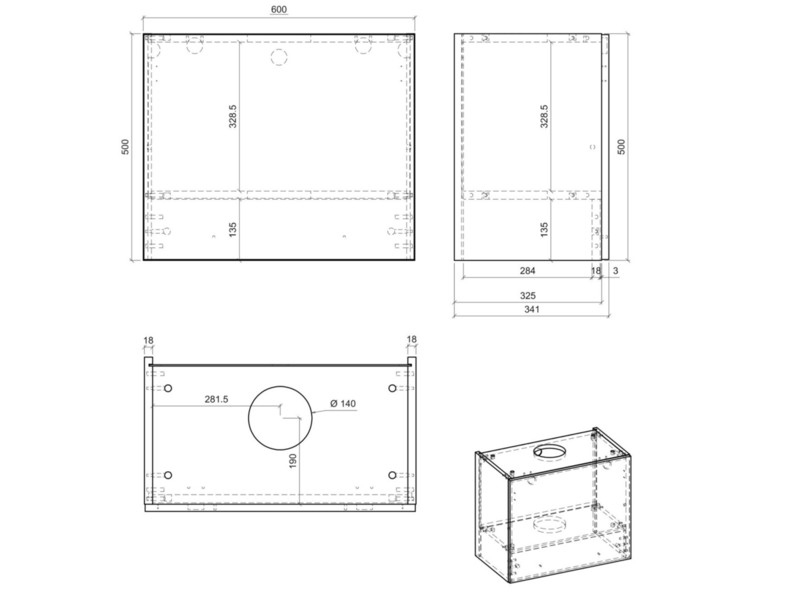 Wall cabinet for built in extractor Bari W8/60