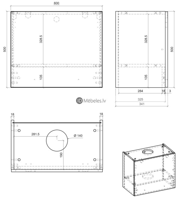 Wall cabinet for built in extractor Amaro W8/60