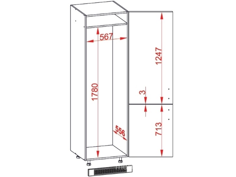 Skapis iebūvējamajam ledusskapim Napoli D14/DL/60/207 L