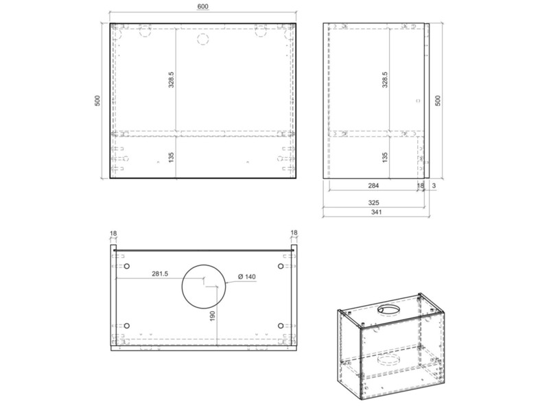 Wall cabinet for built in extractor Rimini W8/60