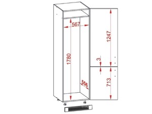 Cabinet for built-in fridge Rimini D14/DL/60/207