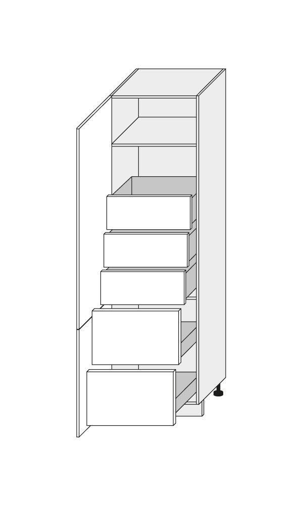 Virtuves skapis Platinium White D14/DL/60/207-5T