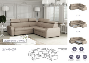 Extendable corner sofa bed Dave 2r+R+2p (P/L)