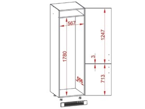 Skapis iebūvējamajam ledusskapim Wood D14/DL/60/207