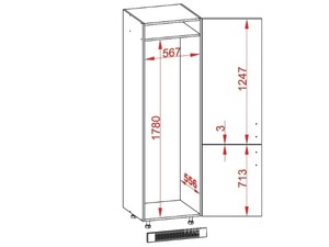 Cabinet for built-in fridge Treviso D14/DL/60/207 P