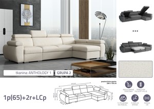 Extendable corner sofa bed Aston 1p(65)+2r+LCp
