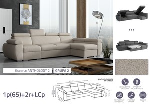 Stūra dīvāns izvelkams Aston 1p(65)+2r+LCp