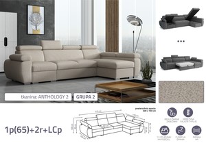 Extendable corner sofa bed Aston 1p(65)+2r+LCp