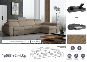 Extendable corner sofa bed Aston 1p(65)+2r+LCp