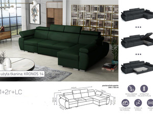 Extendable corner sofa bed Aston 1p(65)+2r+LCp