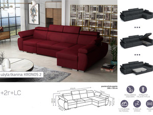 Extendable corner sofa bed Aston 1p(65)+2r+LCp