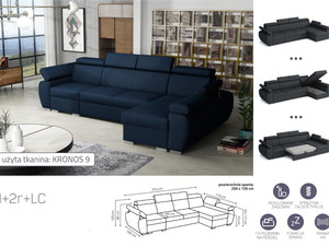 Extendable corner sofa bed Aston 1p(65)+2r+LCp