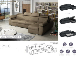 Extendable corner sofa bed Aston 1p(65)+2r+LCp