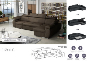 Extendable corner sofa bed Aston 1p(65)+2r+LCp