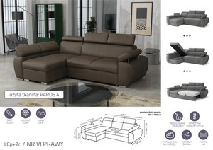 Stūra dīvāns izvelkams Aston LCp+2r
