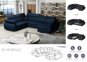 Extendable corner sofa bed Aston 2r+R+2p+LC