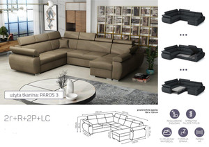 Extendable corner sofa bed Aston 2r+R+2p+LC