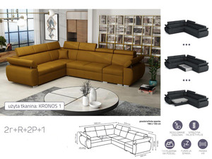Extendable corner sofa bed Aston 2r+R+2p+1
