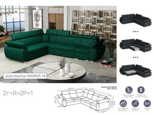Угловой диван раскладной Aston 2r+R+2p+1