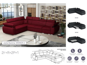 Extendable corner sofa bed Aston 2r+R+2p+1