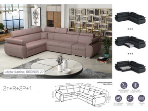Extendable corner sofa bed Aston 2r+R+2p+1