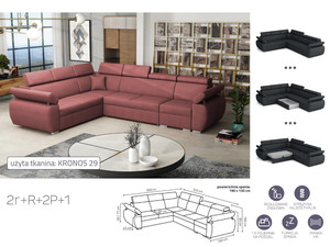 Extendable corner sofa bed Aston 2r+R+2p+1