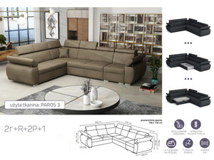 Extendable corner sofa bed Aston 2r+R+2p+1