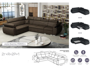 Extendable corner sofa bed Aston 2r+R+2p+1