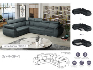 Extendable corner sofa bed Aston 2r+R+2p+1