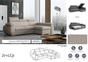 Stūra dīvāns izvelkams Aston 2R+LCp