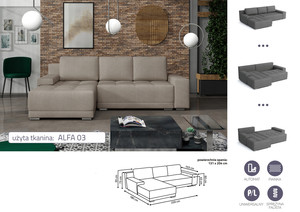 Extendable corner sofa bed Lugano